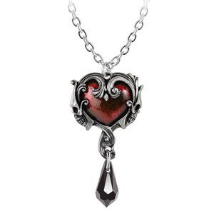 Alchemy Gothic Petite Affair du Coeur Pendant Red Heart Skulls Crystal Necklace